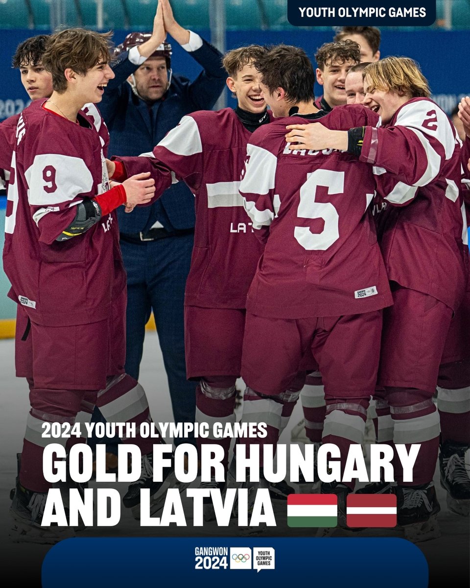 Hungarian women and Latvian men take gold medals on 3-on-3 tournament at 2024 Youth Olympic Games in Gangwon.🇭🇺🇱🇻 #Gangwon2024 @olympics @lhf_lv @hockeyhungary Full games story at IIHF.com ⤵️ iihf.com/en/events/2024…
