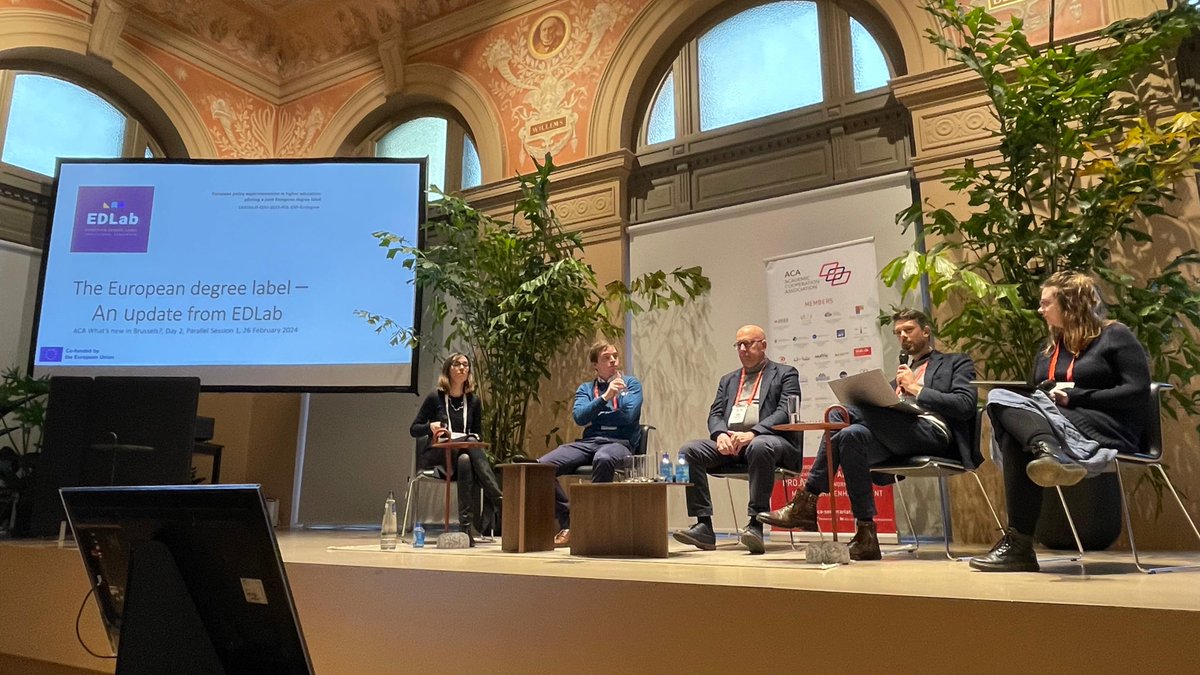 ArqusAlliance's tweet photo. The #ArqusCoordinator, Dorothy Kelly, and the #ArqusConsortiumManager, @fernandomgalan, continue at the @ACASecretariat seminar, attending the session "The #EuropeanDegreeLabel and updates on the legal status" 🇪🇺
More info 🡆 https://t.co/AGRuFRNwOY 
#EDLab
#ACAWhatsNew_2024 https://t.co/zIHNNI9Tcp