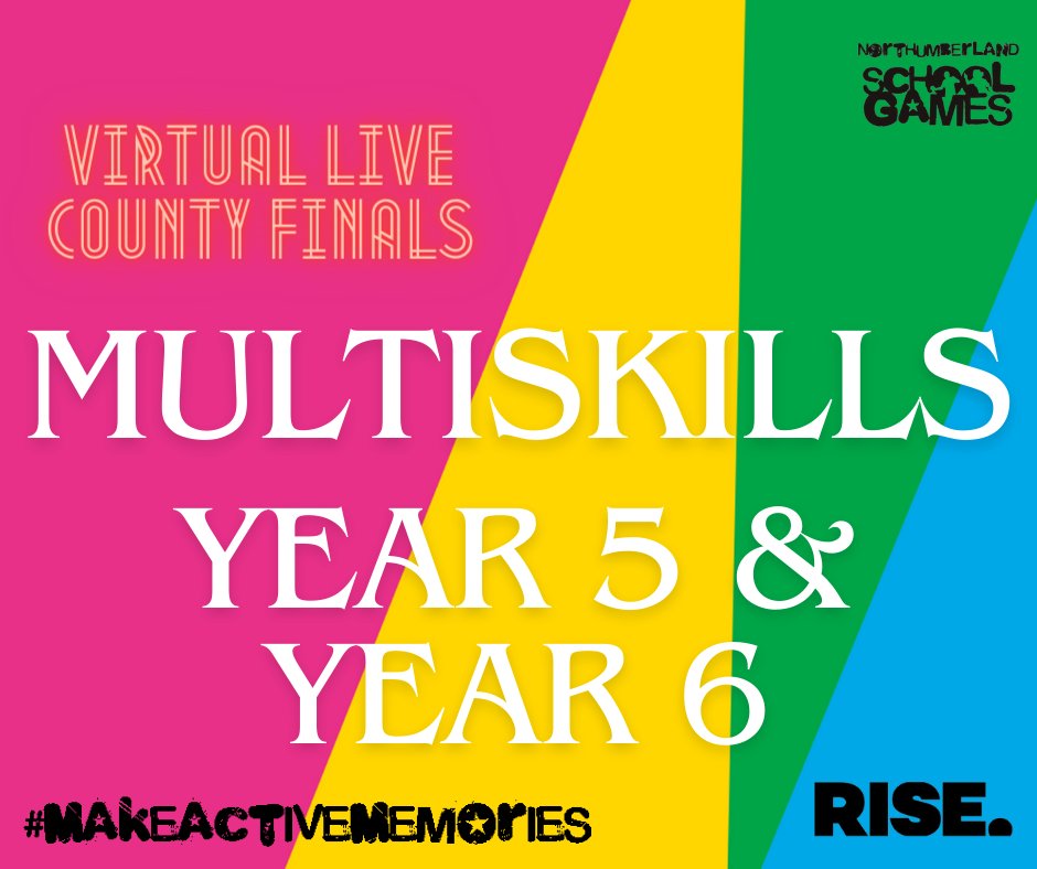 Today is the turn of Year 5 and Year 6 in virtual county multiskills challenge finals. Good luck to all the schools taking part!

Don't forget to tag us in your posts

#makeactivememories

@RiseNorthEast1 
<a href="/YourSchoolGames/">School Games</a>