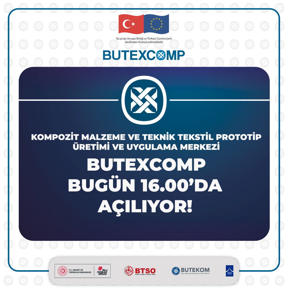 BuTexComp's tweet photo. Kompozit Malzeme ve Teknik Teknik Tekstil Prototip Üretim ve Uygulama Merkezimizin (BUTEXCOMP) açılışı bugün saat 16.00'da Sanayi ve Teknoloji Bakanımız Sayın Mehmet Fatih Kacır'ın katılımıyla gerçekleştirilecektir.
#BUTEXCOMP #BTSO #BUTEKOM #kompozit #tekniktekstil https://t.co/O8NnLBTWZO