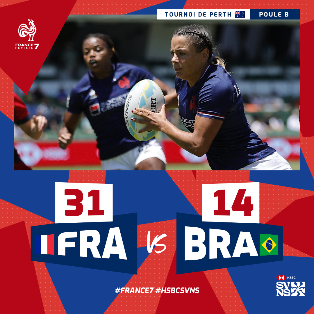 𝐄𝐥𝐥𝐞𝐬 𝐬𝐨𝐧𝐭 𝐞𝐧 𝐪𝐮𝐚𝐫𝐭 𝐝𝐞 𝐟𝐢𝐧𝐚𝐥𝐞 ! 🤩 #HSBCSVNSPER 

🇫🇷🇧🇷 Nos Bleues s'imposent face au Brésil et vous donnent rendez-vous cette nuit pour leur dernier match de poule

👉 RDV à 3h22 face aux Fidji sur <a href="/RugbyPass_FR/">RugbyPass FR 🇫🇷</a>

#France7