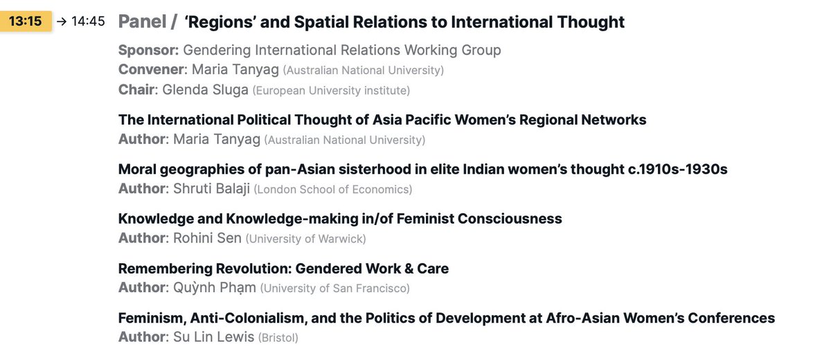 Is this my dream panel of scholars working on Afro-Asian women's international thought? Yes, yes it is. Thanks to @maria_tanyag for organising! #BISA2024