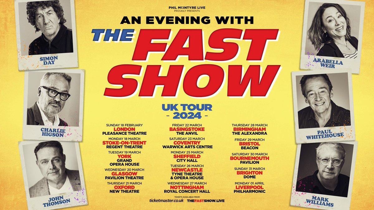 In case you hadn’t already heard , The Fast show celebrates its 30th anniversary this year. To mark it we’re touring a live show , namely “An evening with The Fast Show “ A night of sketches, songs and insight as to how the characters came together. Venues on photo . Nice 👌🏼😉