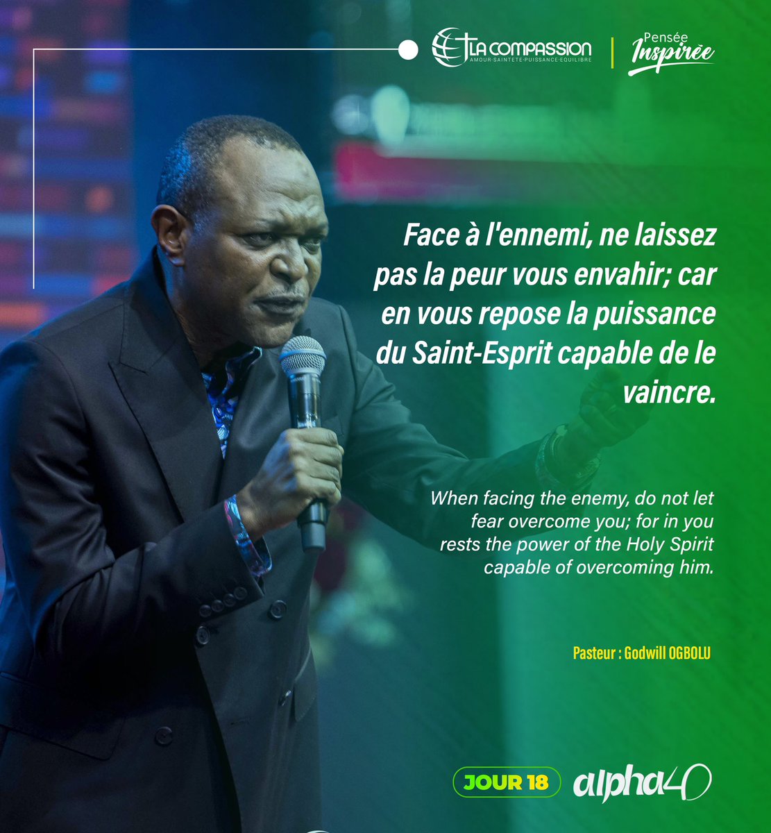 CompassionCrefm's tweet image. Pensées inspirées | #Alpha40 #jour18

« Vous avez besoin du feu de l’Esprit afin de vous protéger contre toute attaque de l’ennemi » #PstGodwillOGBOLU 

1/2