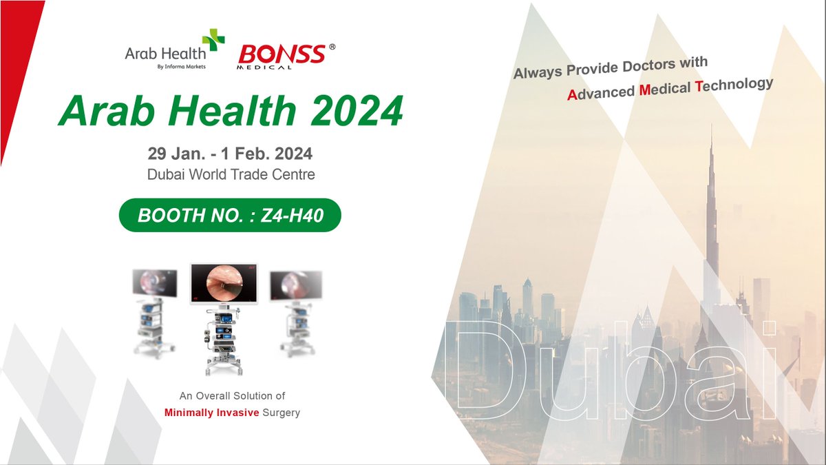 We sincerely invite you to visit our booth: Z4-H40 at #WorldTradeCentre.
See you at #ArabHealt2024 from January 29th to February 1st!
#bonss #plasma #minimallyinvasive #medical #healthcare #surgery #china #Dubai