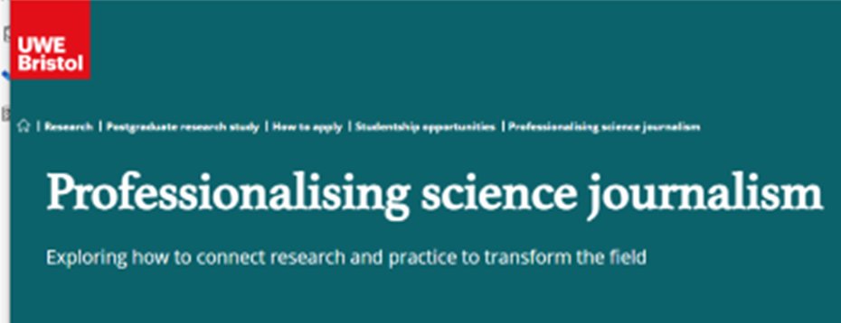 📢Come and join us! We're advertising a funded PhD at @SciCommsUWE 👉 Explore how #scicomm research can transform science journalism practice more effectively. Your insights will inform the COALESCE project @scicommEU Deadline: 16 February More: tinyurl.com/ydbmyde6