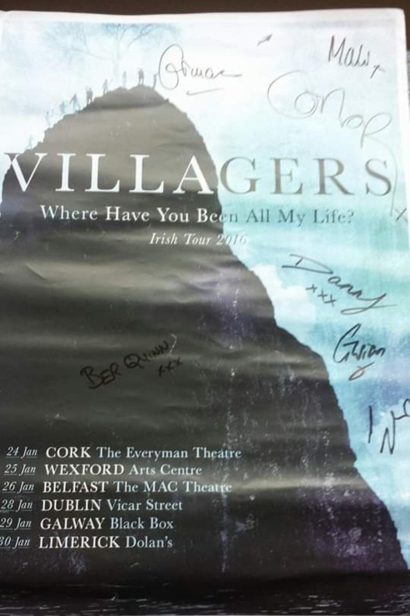 Hard to believe that <a href="/wearevillagers/">Villagers</a> played <a href="/wexfordarts/">@Wexford Arts Centre</a> 11 years ago today 🤯 constructed by the legend Barry Ennis, the man about town. What a gig that was! He even took time from his duties to get the poster signed for me, thst still hangs high in my sottingroom with many more