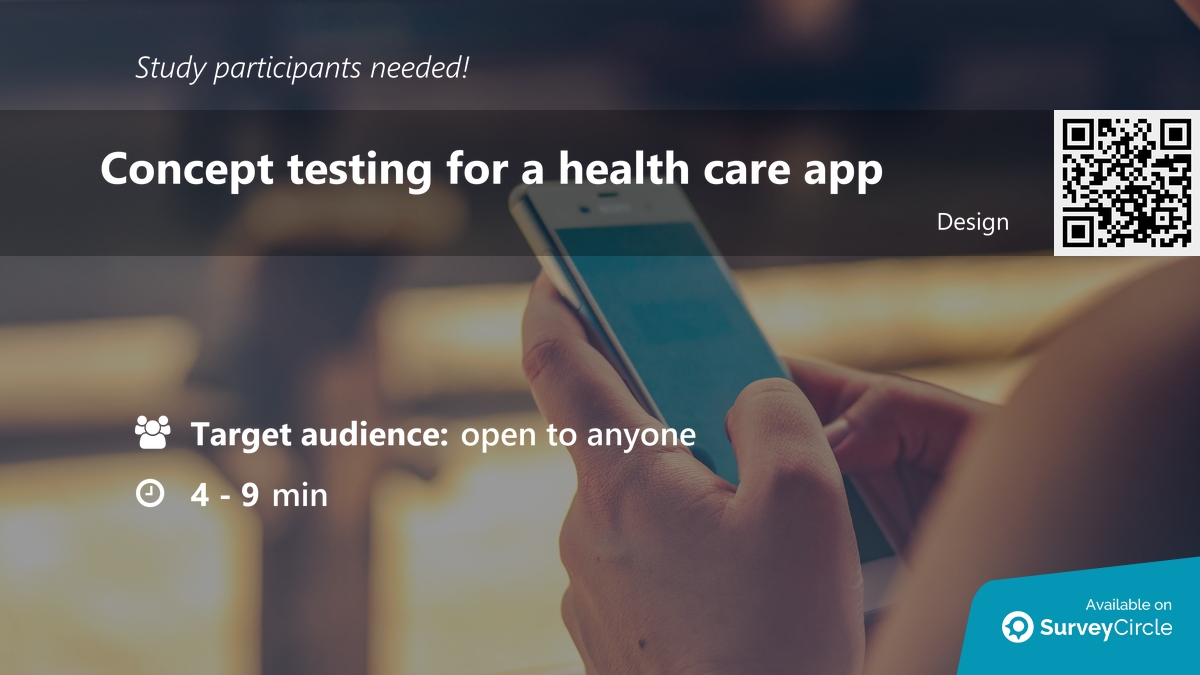 daily_research's tweet image. Participants needed for online survey!

Topic: &quot;Concept testing for a health care app&quot; surveycircle.com/BD29K4/ via @SurveyCircle #polimi

#ConceptTesting #UserBehavior #HealthCare #ArtificialIntelligence
