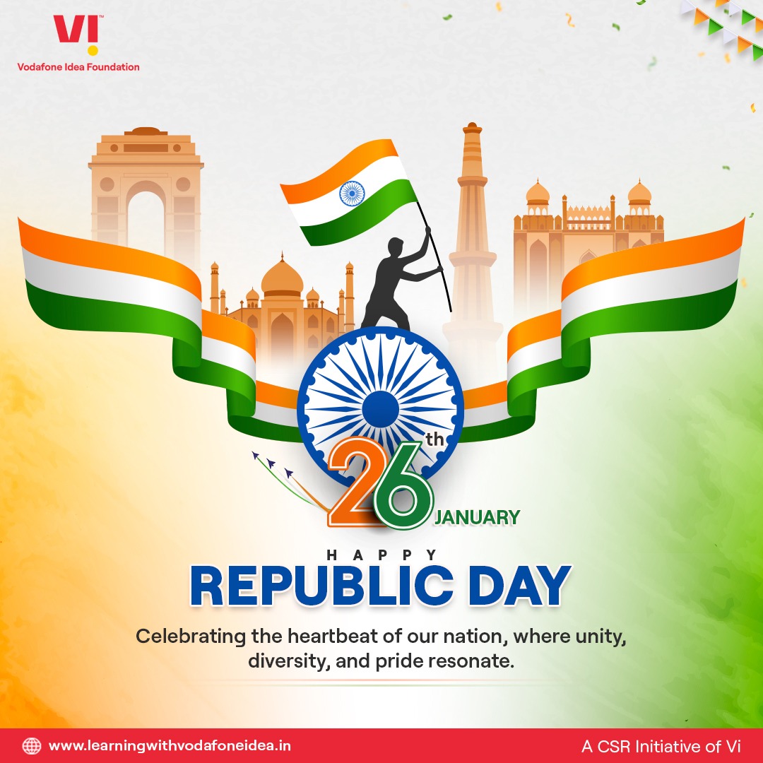 LearningwithVF's tweet photo. As the tricolor unfurls, let's salute the spirit of unity, diversity, and democracy. Wishing you all a very Happy Republic Day!
#learningwithvodafoneidea #IndianRepublicDay #HappyRepublicDay #republicdaywishes #UnityInDiversity https://t.co/ZYdVKN0qur