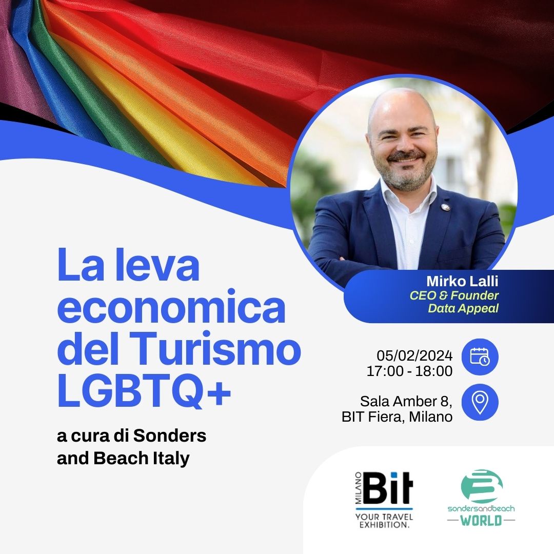 Appuntamento al 5 febbraio con la conferenza organizzata dai nostri partner di <a href="/SondersBeach/">Sonders&Beach World</a> dedicata al #turismoLGBTQ+ 🌈
Ci vediamo alla <a href="/bitmilano/">BIT</a>!
🗣️ <a href="/mkl/">Mirko Lalli</a>, nostro CEO &amp; Founder
ℹ️ expoplaza-bit.fieramilano.it/it/evento-dett…
