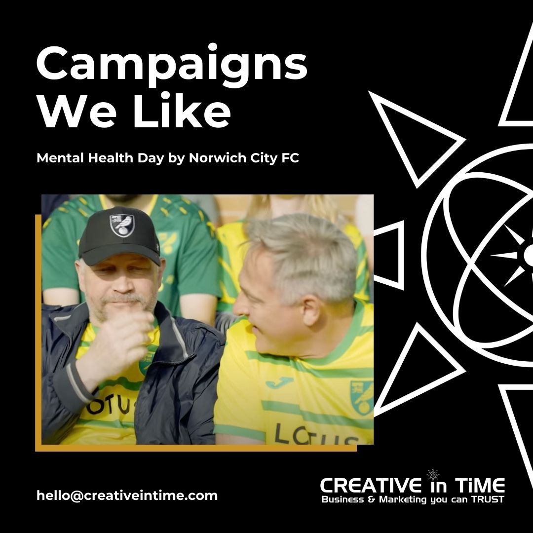 Today we want to celebrate the amazing campaign created by Norwich City FC: ‘Check In On Those Around You’. Well done! 👏 
Full video on: 
youtube.com/watch?v=tX8TgV… 

#CampaignSpotlight #MeaningfulMarketing #MentalHealthMatters  #MarketingCampaign #YouAreNotAlone