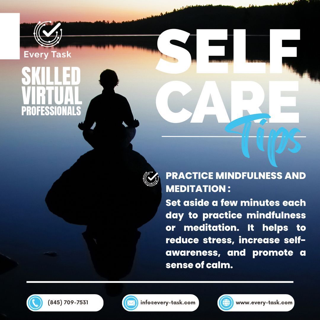 everytaskusa's tweet image. PRACTICE MINDFULNESS &amp;amp; MEDITATION: Set aside a few minutes each day to practice mindfulness or meditation. It helps to reduce stress, increase self-awareness, and promote a sense of calm.
every-task.com 
#LoveYourselfFirst #MeTimeMagic #EveryTask