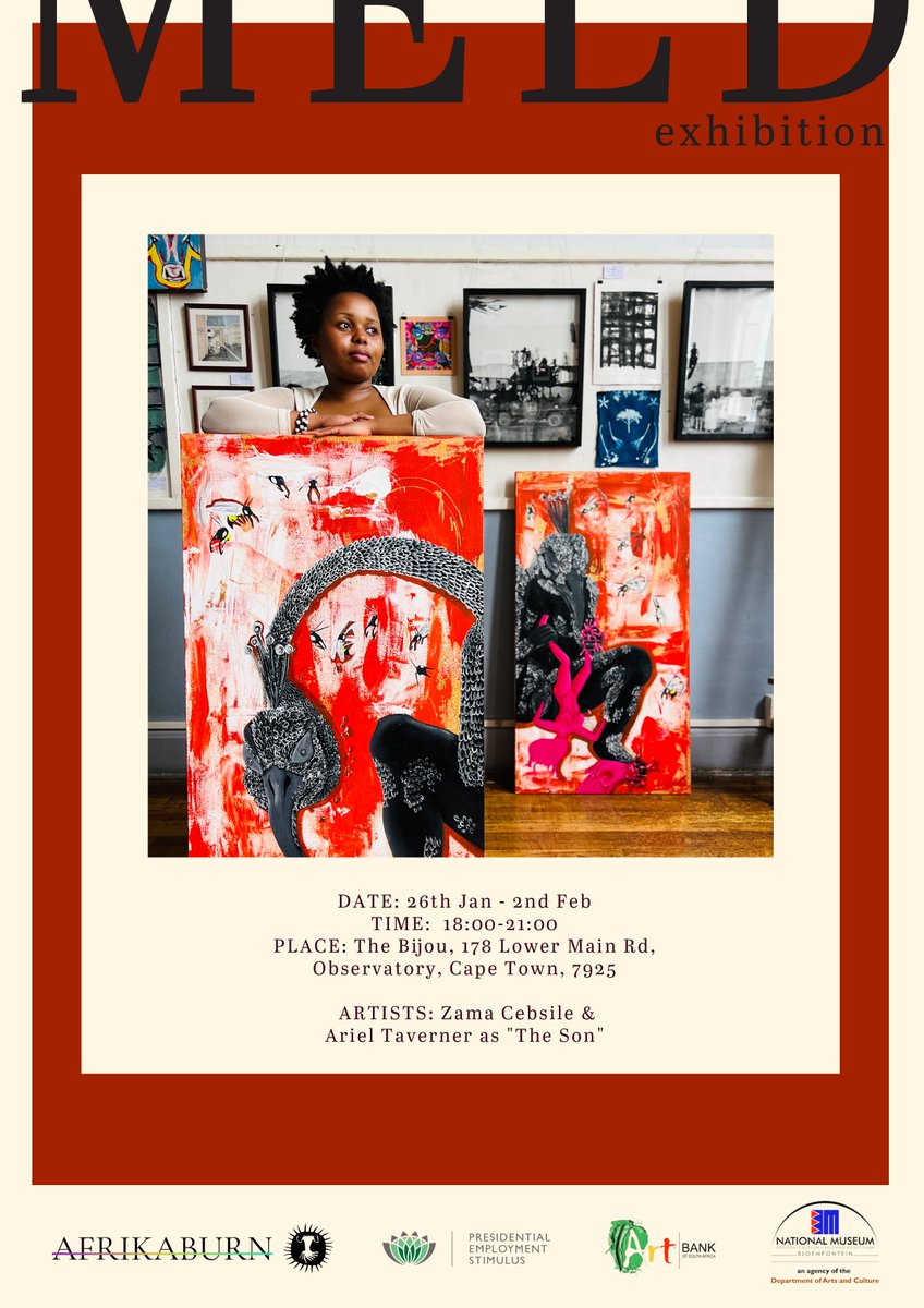 The MELD exhibition, featuring new artworks by Zama Mwandla, opens at the Bijou in Observatory (Cape Town) tonight, Friday 26 January at 6 pm. We'll see you there later on!