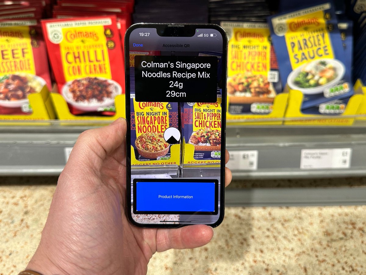 Our partnership with the accessibility app @BeMyEyes introduces AI-assisted cooking on @ColmansUK's Singapore Noodles Meal Maker🧑‍🍳 Using @ZapparApp's Accessible AQ codes, this next phase of digitising our packaging will be rolled out across more brands. unilever.co.uk/news/press-rel…