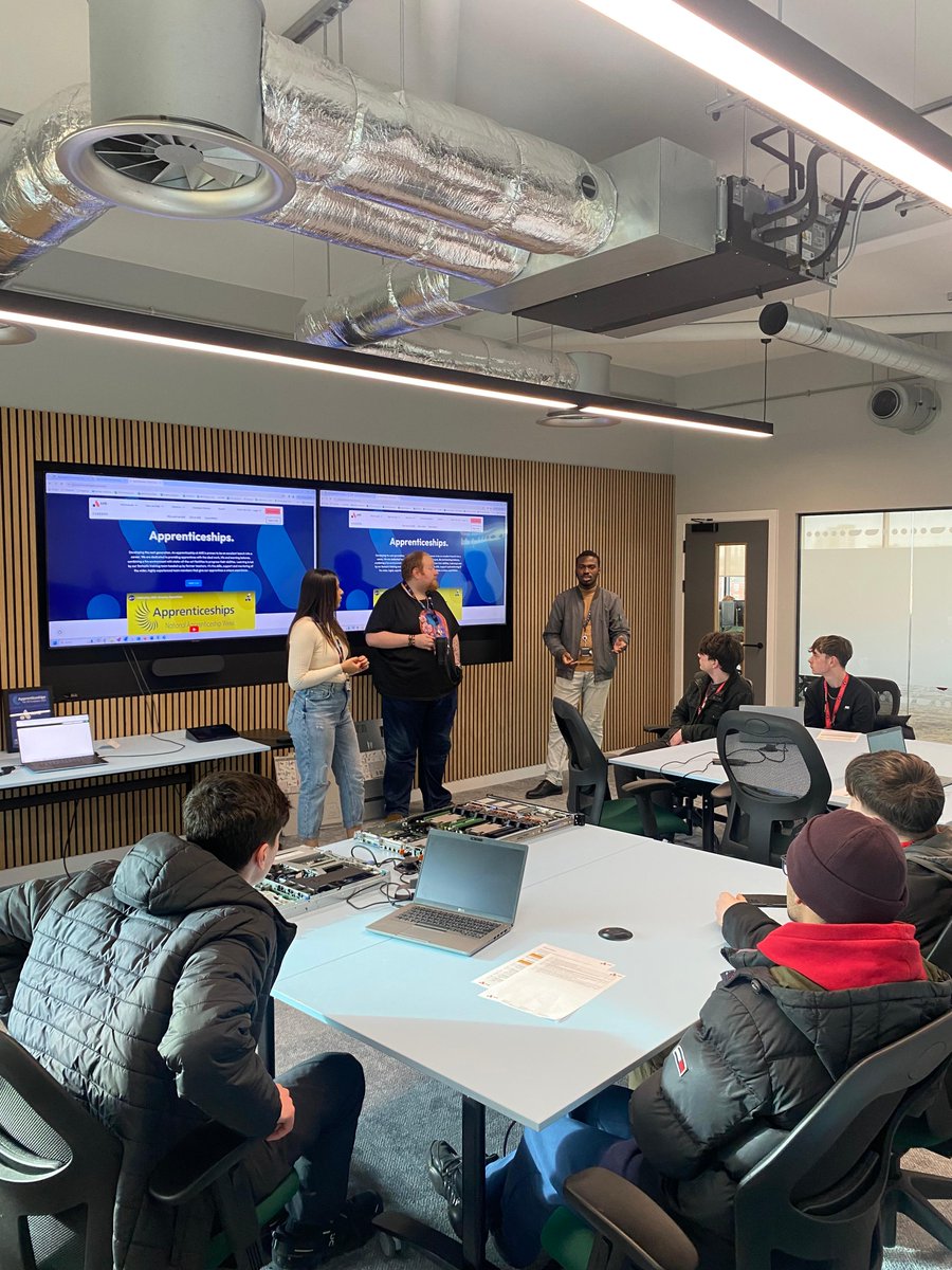 ANSGroup's tweet photo. Exciting day hosting @AquinasUK students at ANS Fusion. From Azure VMs to RDP mastery, hands-on tech fun concluded with career insights and ANS Apprenticeship talks. #TechFun #AzureVMs #CareerInsights #Apprenticeship #TechEducation #ITTraining #FutureTechies #HandsOnLearning https://t.co/4Kvp87Kou6