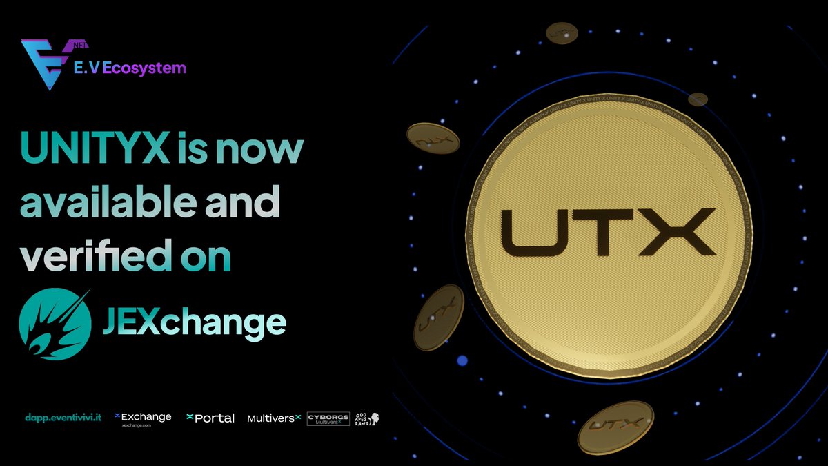 GM, #MultiversX fam! 

✅ Our UNITYX aka $UTX token is now integrated and verified on <a href="/JEXchangeDefi/">JEX ☄️</a>! 🥳

<a href="/PulsarTransfer/">PulsarTransfer</a> send 200000 MEX to 200 reactions

📈Trade on <a href="/xExchangeApp/">xExchange ⚡</a> or <a href="/JEXchangeDefi/">JEX ☄️</a>!
💰 Stake and earn up to 60% APR on our E.V Ecosystem dApp directly from