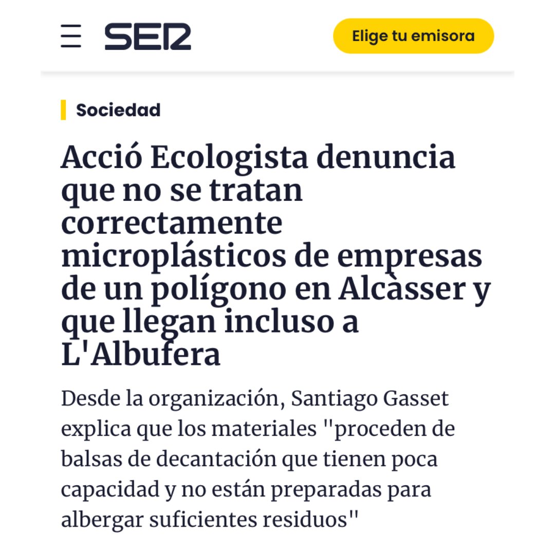 Denunciem davant l’Aj. d’Alcàsser, la CHX, la GVA i l’EPSAR un abocament il·legal, continuat i incontrolat al Barranc del Realón. Concretament, de plàstics i microplàstics procedents de la bassa de decantació d’aigües residuals del Polígon Ind. El Pla.

accioecologista-agro.org/accio-ecologis…