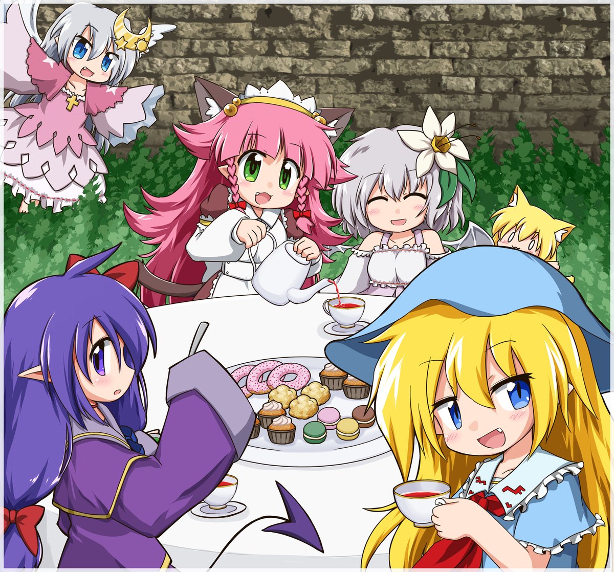 Inatsuka's tweet photo. pixivリクエスト納品したにゃんよ!
魔界の奴らのお茶会☕️ https://t.co/ZC7mEnd0Fe