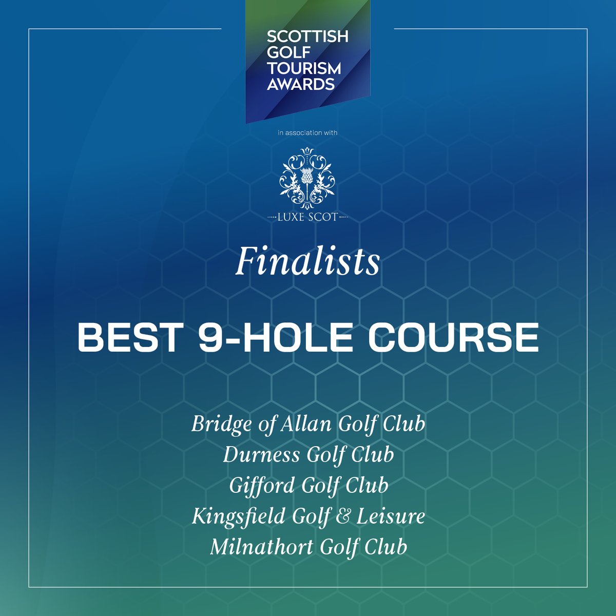 Introducing the finalists for the Best 9-Hole Course category: @BridgeofAllanGC @DurnessGolfClub @GiffordGolfClub @kingsfieldgolf @MilnathortGC For more information, visit the link below: bit.ly/SGTA2024