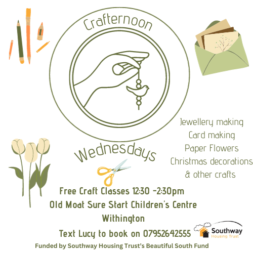 MWomenTogether's tweet photo. Looking for a way to relax and enjoy your free time?
Join a free craft class. It could be your choice.
#craftclass #free #leisure #hobbies #mentalhealth #relax #metime #neighbours #oldmoat #withington @southwayhousing https://t.co/4AWKC1seJn
