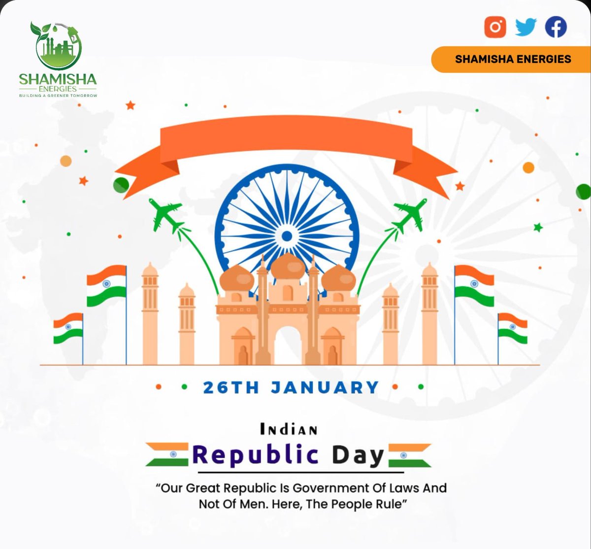 shamishaen's tweet photo. Shamisha Energies wishes a very Happy Republic Day!!

We are always indebted to those who gave up their present for our freedom and future 🇮🇳🇮🇳🇮🇳 https://t.co/TKaISQARty
