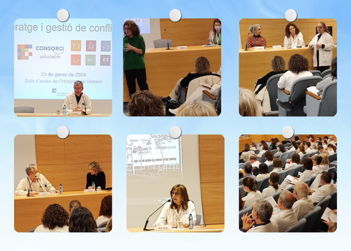 CSdMaresme's tweet photo. 🔊​Prop de 100 professionals participen a la sessió “Lideratge i gestió de conflictes” a l'#HospitaldeMataró en el marc de la #SetmanadelaMediació. 

🎯​L’objectiu: facilitar el treball en equip i cuidar de la #salut emocional de les persones.

#lideratge #conflictes #mediació https://t.co/KU5zbcrbfz