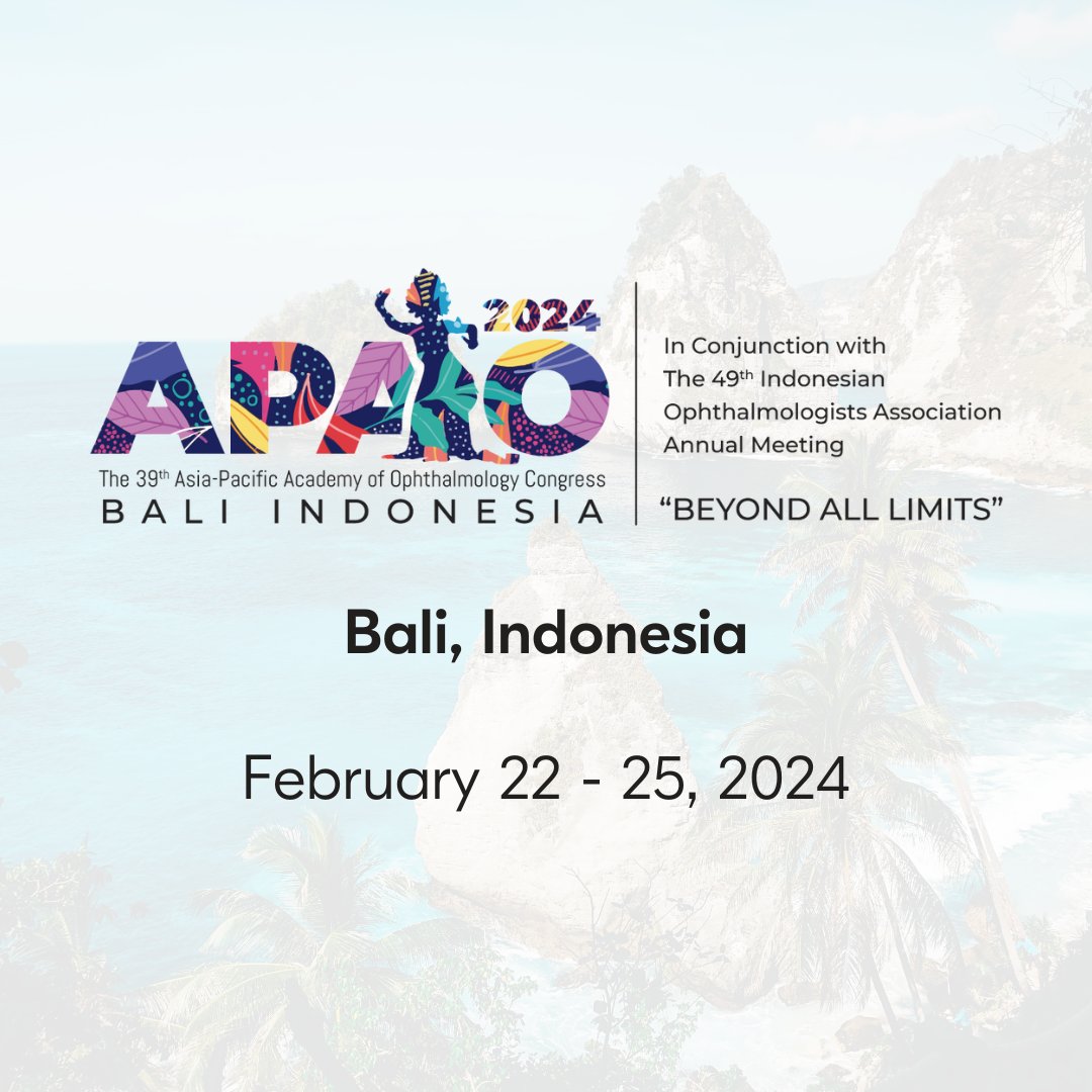 We’re less than one month away from the 2024 Asia-Pacific Academy of Ophthalmology Congress!​
​​
Come by our booth to learn more about our extensive portfolio of reusable and single-use instruments, knives, plugs, lenses and more!​​
​​
#CorzaEye #APAO2024