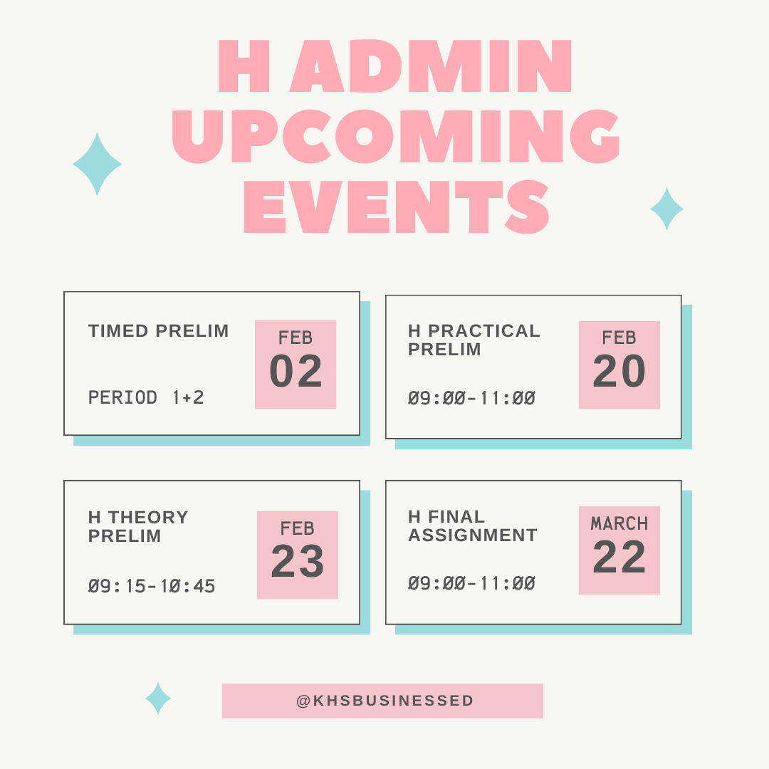 Higher Admin Students....be aware of your key dates over the rest of the term!