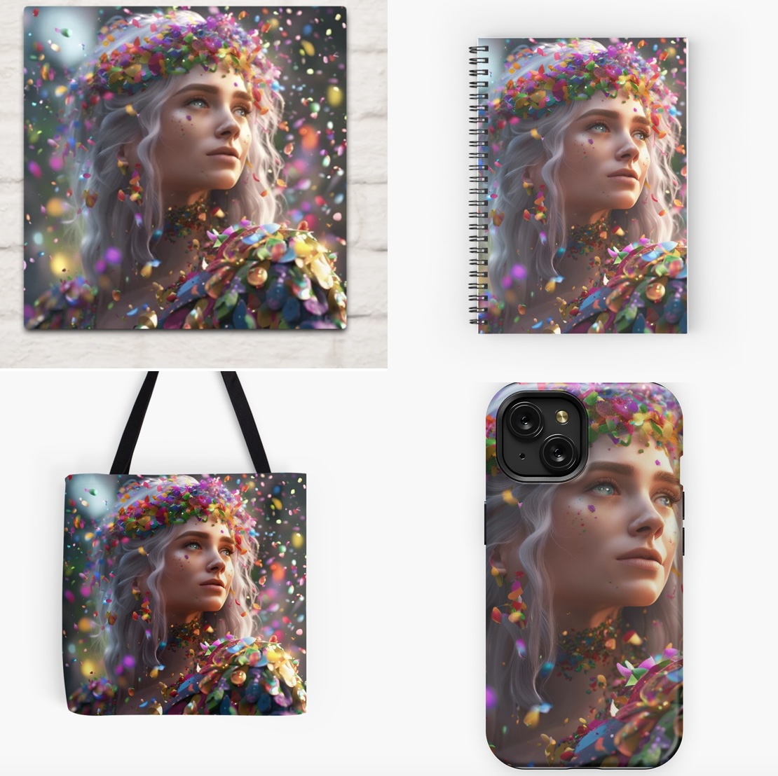 <#Elf of #Confetti> #AICreation on #ArtPrint #ToteBag #iPhoneCase #SpiralNotebook on my #Redbubble & #teepublic

redbubble.com/shop/ap/157497…
teepublic.com/magnet/5680849…

#giftforher #giftforhim #giftforfriends #menclothes  #portrait #animedesign #throwblanket #bag #elfqueen #elfprincess