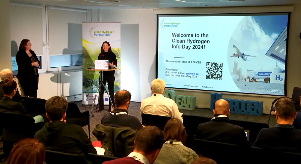 At our #Infoday2024🎤Melissa Verykios, Chair of the Clean Hydrogen JU Governing Board💬We've never been here before where we are today, never seen this support from the 🇪🇺 Commission & private funding. With this year's call we're adding to this” Join us 📽 tinyurl.com/infoday2024
