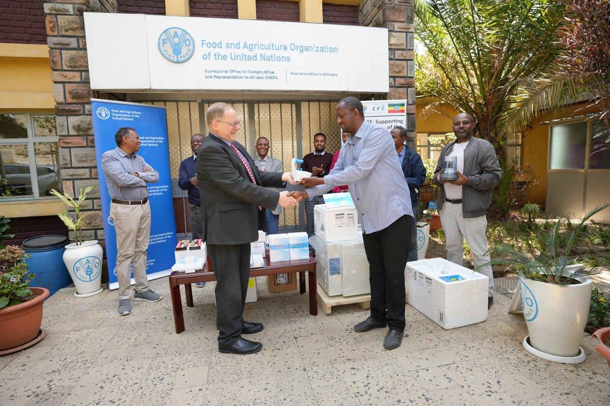 Today, <a href="/FAOEthiopia/">FAO Ethiopia</a> handed over supplies &amp; equipment to the Ethiopian Agriculture Authority (EAA), Animal Health Institute (AHI) &amp; <a href="/MoA_NAHDIC/">Animal Health Institute</a> as part of its strengthening Laboratories Capacity Building &amp; Antimicrobial Resistance (AMR) Surveillance System in #Ethiopia.