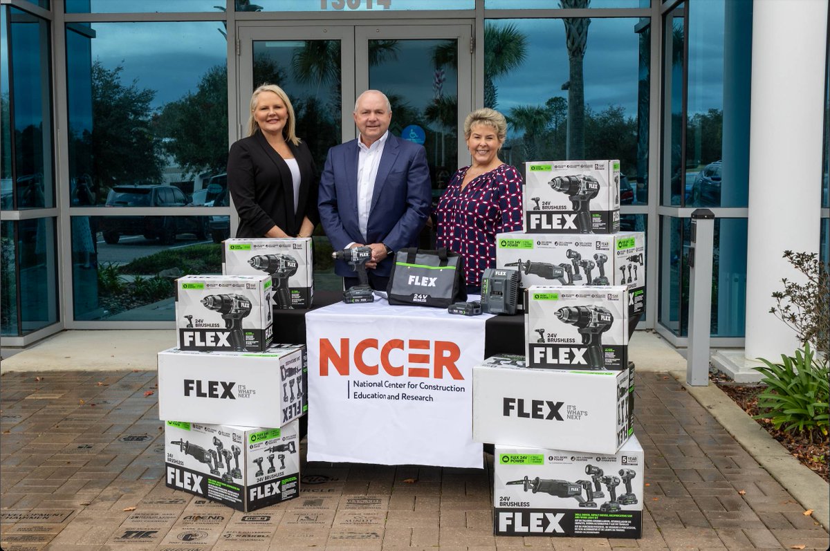 A massive thank you to @FLEXpowerna for their generous donation of 24V cordless drills and power tool combo kits for NCCER’s Community Construction Academies! Together, we can make a difference! Stay tuned for more about these programs. #FLEXpowertools #LowesFoundation