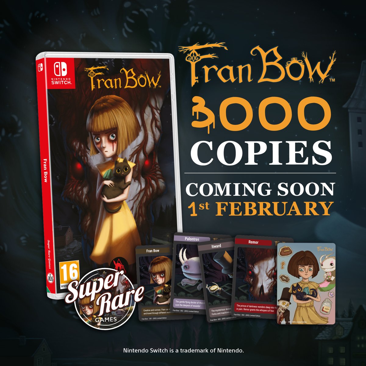 Killmondaygames's tweet photo. Fran Bow Switch physical edition coming on 1st Feb! 🎮
Unbox the madness inside! 💊
Find out more: 👉 https://t.co/lgXcAm6NNS

#KillmondayGames #FranBow #Franbowgame #indiegame #horrorgame #pointandclick #pointandclickgame #adventuregame #creepycute https://t.co/hwpHDTCi4E