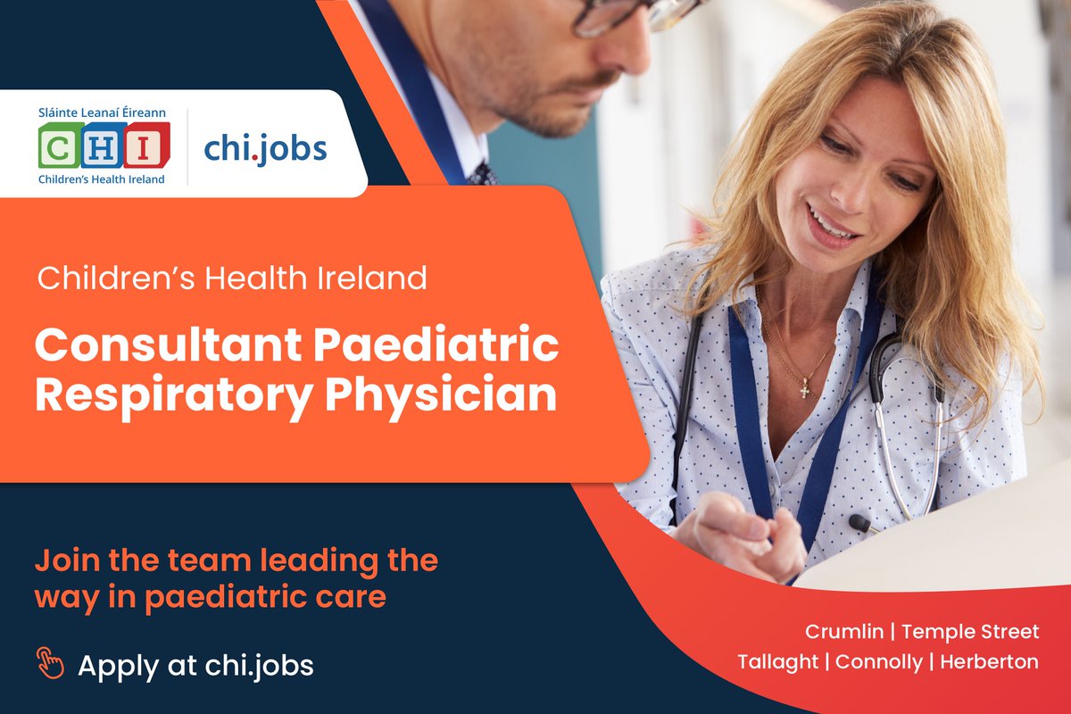 jobswithCHI's tweet photo. CHI is leading the clinical and operational transformation of acute paediatric healthcare in Ireland. Applications are invited for the role of Consultant Paediatric Respiratory Physician. Apply at: https://t.co/gwIH40c6QY https://t.co/USxEeCWD68