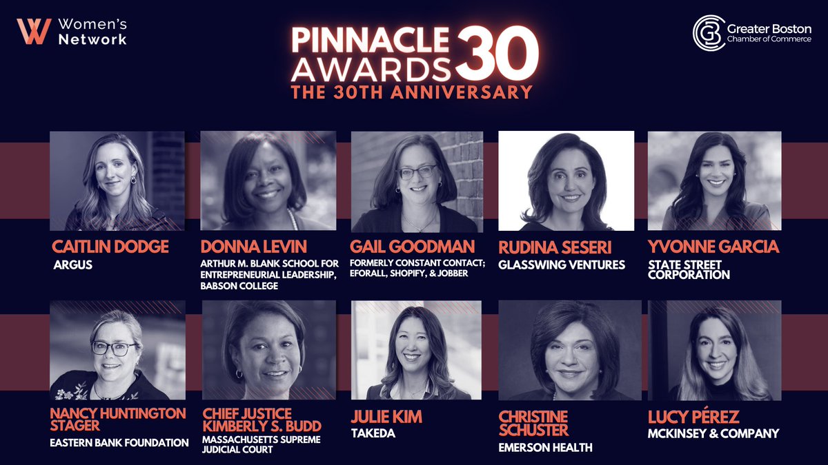 bostonchamber's tweet image. Today is our Pinnacle Awards: 30th Anniversary celebration!

We are honoring trailblazing women in business as we commemorate 30 years of representation and excellence in leadership.

Congratulations to all our honorees!
#Pinnacle30 #BosBizWomen