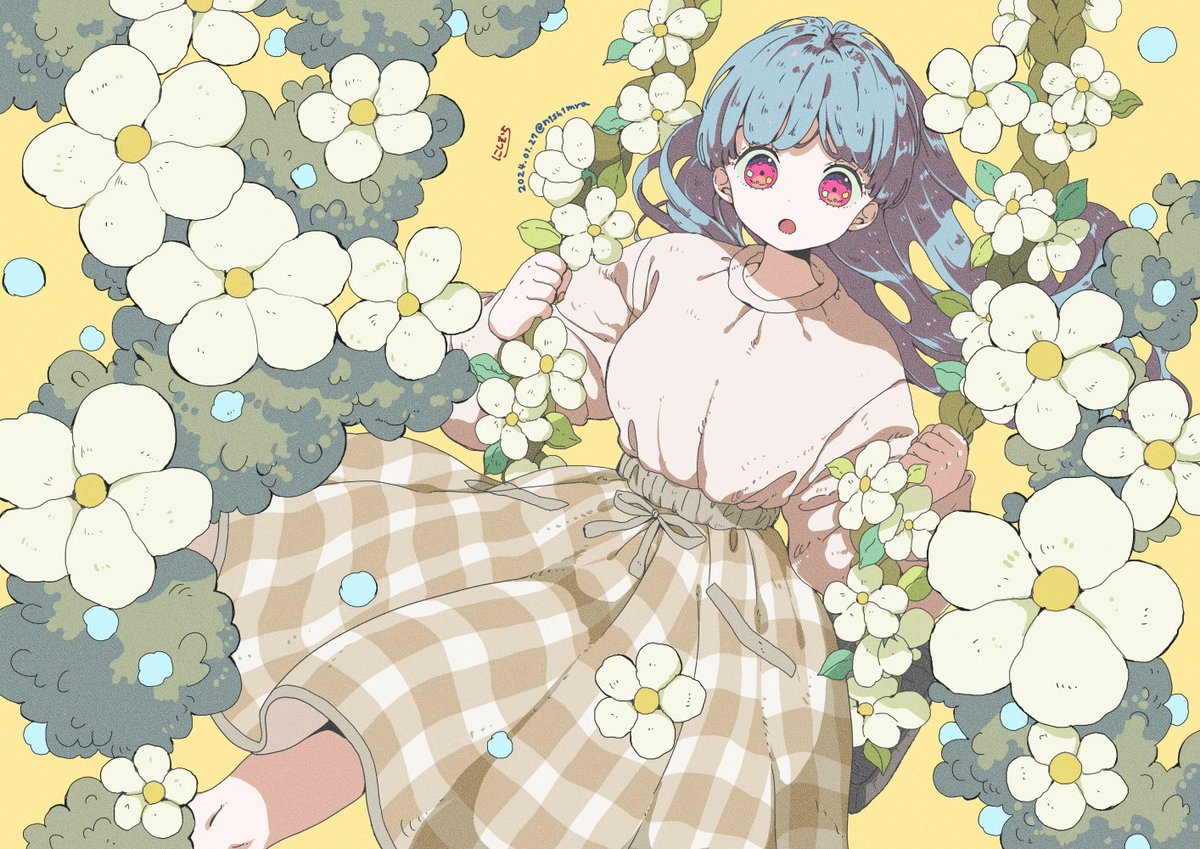 「白いお花のぶらんこ#創作 」|にしむらのイラスト