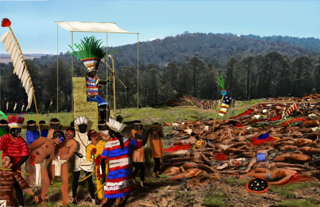 YaocelotlJ's tweet photo. Ilustración de la victoria tarasca sobre los ejércitos mexicas en 1476/1477; nótese al cazonci Tzitzíspandácuare cargado en andas y con un gran penacho de plumas de quetzal revisando las secuelas de la batalla.

Autor Vladimir Gomez https://t.co/4UXwd75moO