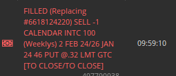 NoobTheta's tweet photo. ✍️: $INTC #Options
- STC 240126/0202P46 ($0.32) #putcalendar
- Managed to turn this "winning" trade into a dud.
- Need to re-evaluate how I enter these earnings calendar trade.
- For reference, individually the trades would have made >100% https://t.co/EzBv917tGS
