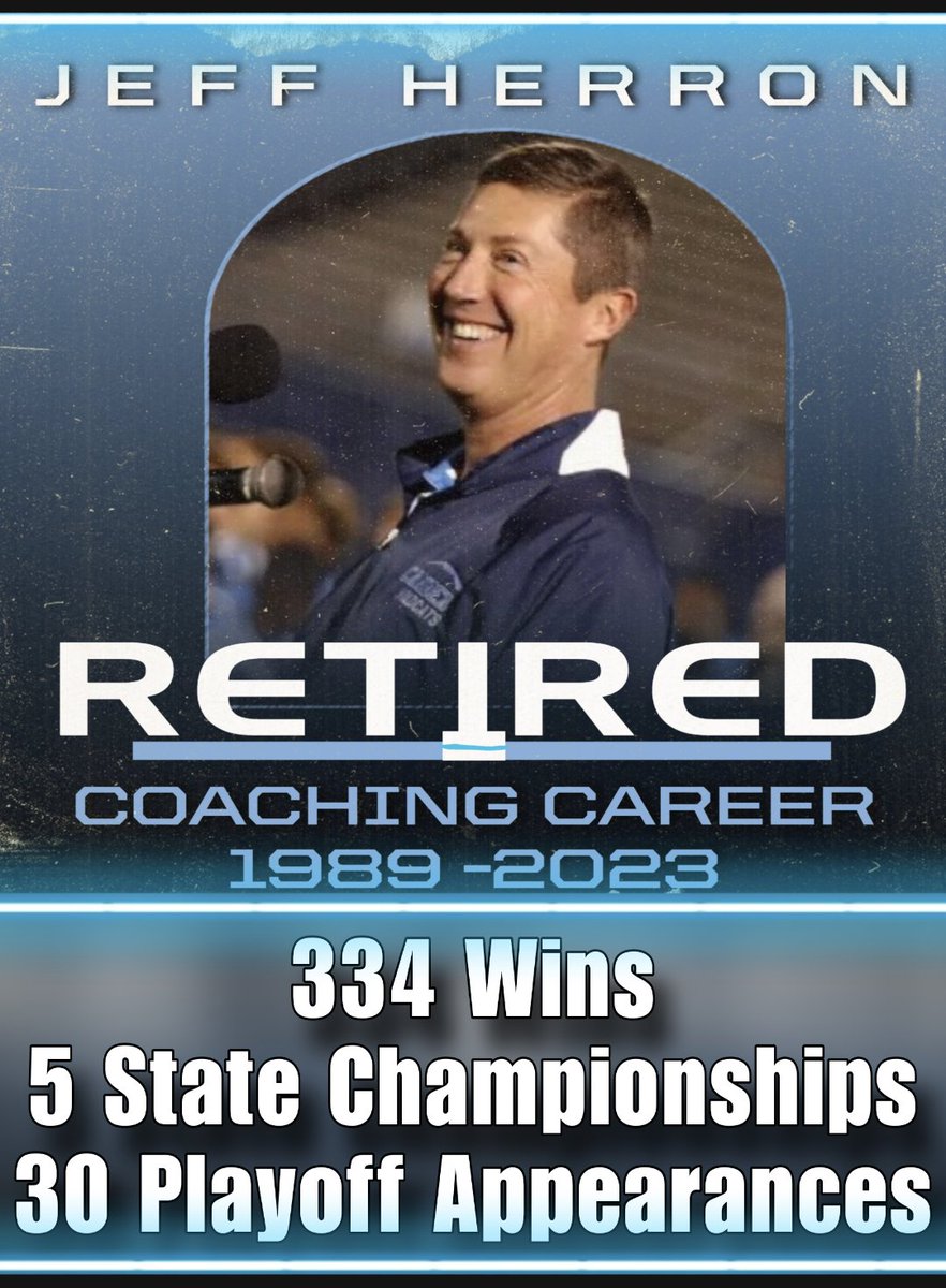 Camden FB Prospects (@camdenrecruits) on Twitter photo END OF AN ERA!!!
Coach Jeff Herron hangs up his whistle after an illustrious career.
He started coaching at <a href="/TNTechFootball/">TTU Football</a> in '82 as an assistant. He coached 1 yr in Paulding & 5 yrs at McEachern as an asst coach.
Thanks for your leadership & football acumen @jherron2023 END OF AN ERA!!!
Coach Jeff Herron hangs up his whistle after an illustrious career.
He started coaching at <a href="/TNTechFootball/">TTU Football</a> in '82 as an assistant. He coached 1 yr in Paulding & 5 yrs at McEachern as an asst coach.
Thanks for your leadership & football acumen @jherron2023