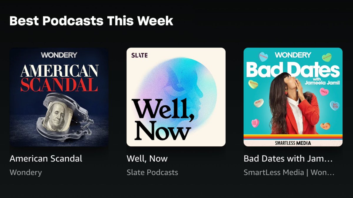 Thank you to <a href="/PlayMorePods/">Podcasts on Amazon Music</a> for including Slate's newest podcast Well, Now (hosted by <a href="/mayafellerRD/">Maya Feller MS,RD</a>
&amp; <a href="/kavitapmd/">Kavita Patel M.D.</a>) in their "Best Podcasts This Week" collection!   

🎧 Listen now on Amazon: music.amazon.com/podcasts/7b717…