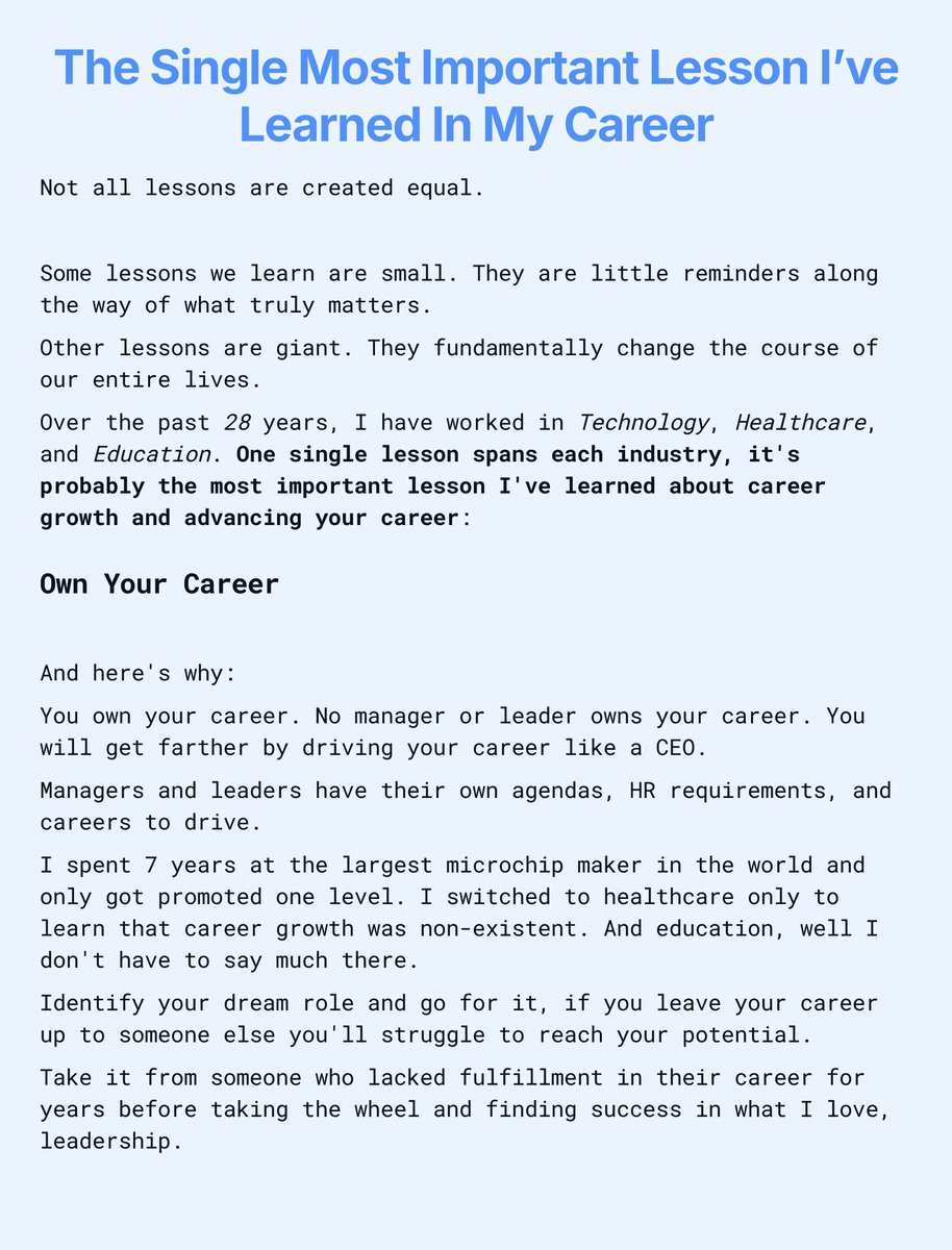 anwittin's tweet photo. The Single Most Important Lesson I’ve Learned In My Career https://t.co/M8Hb8XfN1j