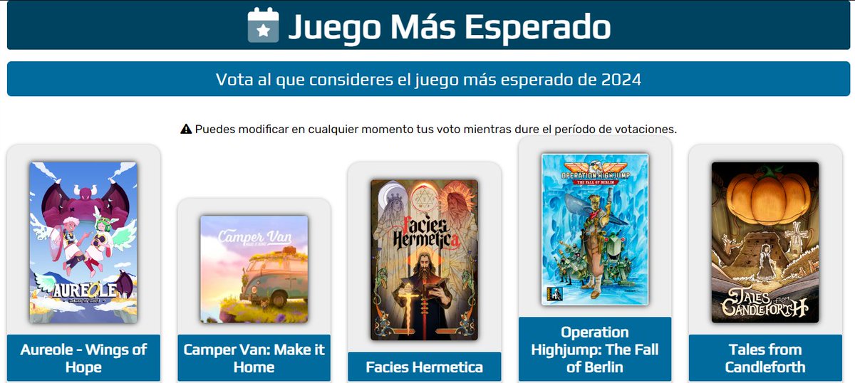 Es oficial!🥳🥳🎉 Aureole, mi juego, es uno de los juegos españoles más esperados de 2024!

Me ayudas muchísimo si lo votas para hacer realidad que sea el juego más esperado, a secas! 🥺

Aquí: devuego.es/premios-devueg…

#indiedev #indiegame #Devuego