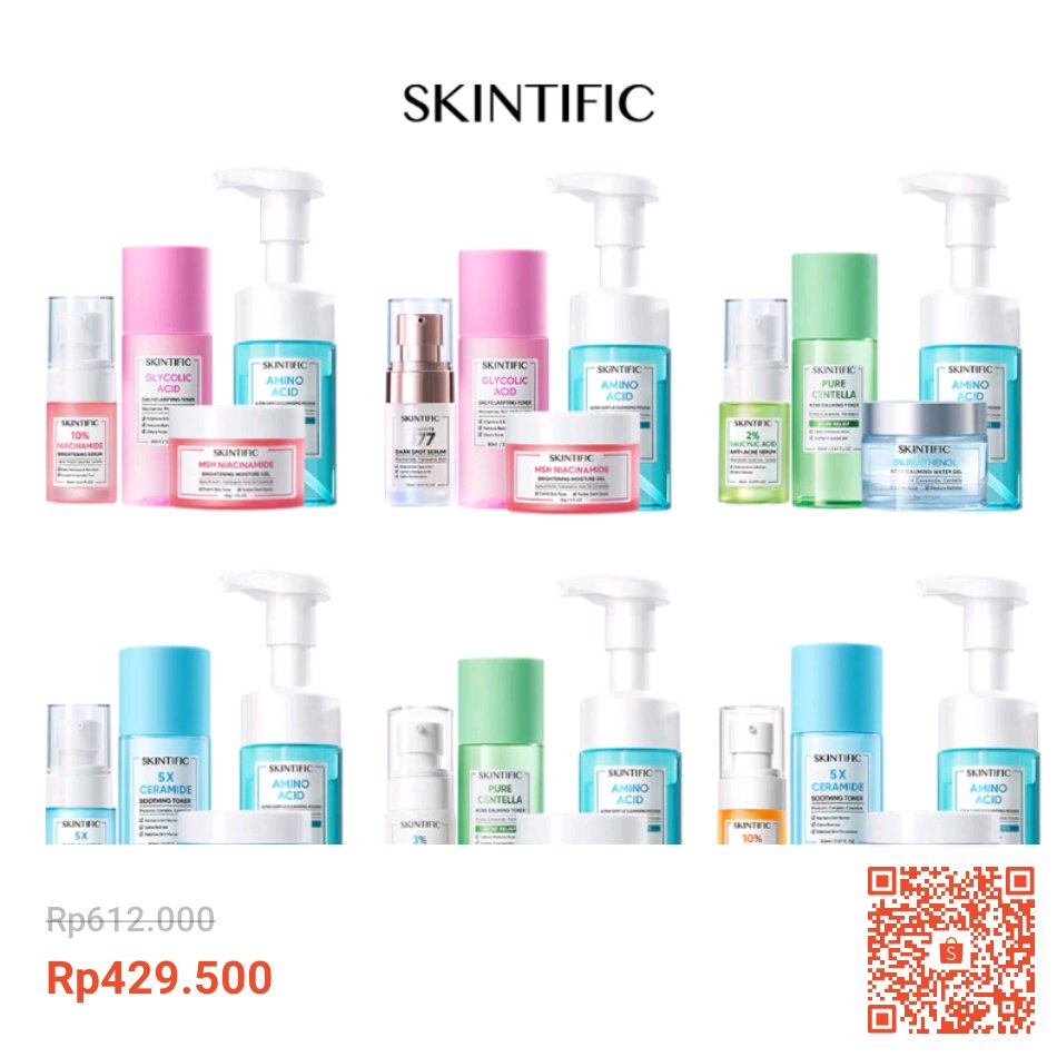 PangananS's tweet photo. Temukan dan dapatkan Skintific 4 pcs Paket Skincare with serum - Facial Cleansing Mousse &amp; Barrier Moisture Gel &amp; Exfoliating Toner &amp; Niacinamide Brightening Serum &amp;  Acid Anti Acne Serum &amp;  Soothing Toner &amp; Barrier Rrpair Serum &amp; Hyaluronic https://t.co/7mepBBgoFO #ShopeeID https://t.co/X5bga1rnGw