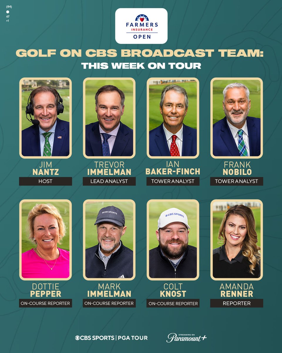 Golf on CBS ⛳ (@golfoncbs) on Twitter photo Our Golf on CBS season starts TODAY 🤩
Catch third round <a href="/FarmersInsOpen/">Farmers Ins Open</a> action at 5pm ET and the special Saturday finish tomorrow at 4pm ET on CBS and streaming on <a href="/paramountplus/">Paramount+</a>! Our Golf on CBS season starts TODAY 🤩
Catch third round <a href="/FarmersInsOpen/">Farmers Ins Open</a> action at 5pm ET and the special Saturday finish tomorrow at 4pm ET on CBS and streaming on <a href="/paramountplus/">Paramount+</a>!
