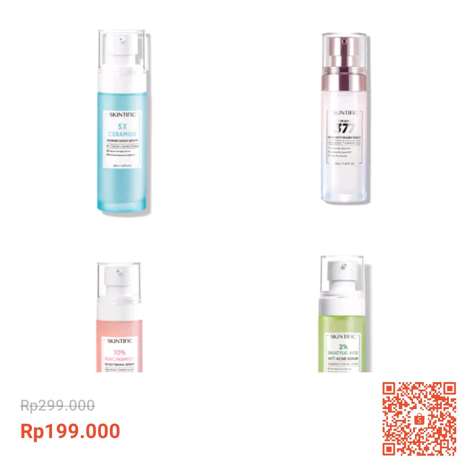 PangananS's tweet photo. Temukan dan dapatkan SKINTIFIC Facial Serum BIG SIZE Essence Wajah - 5X Ceramide Barrier Serum 50ml / SymWhite 377 Dark Spot Brightening Serum / 10% niacinamide Brightening serum / 2% Salicylic Acid Anti Acne https://t.co/WSfeH2f5U6 #ShopeeID https://t.co/B7jDBAMc30