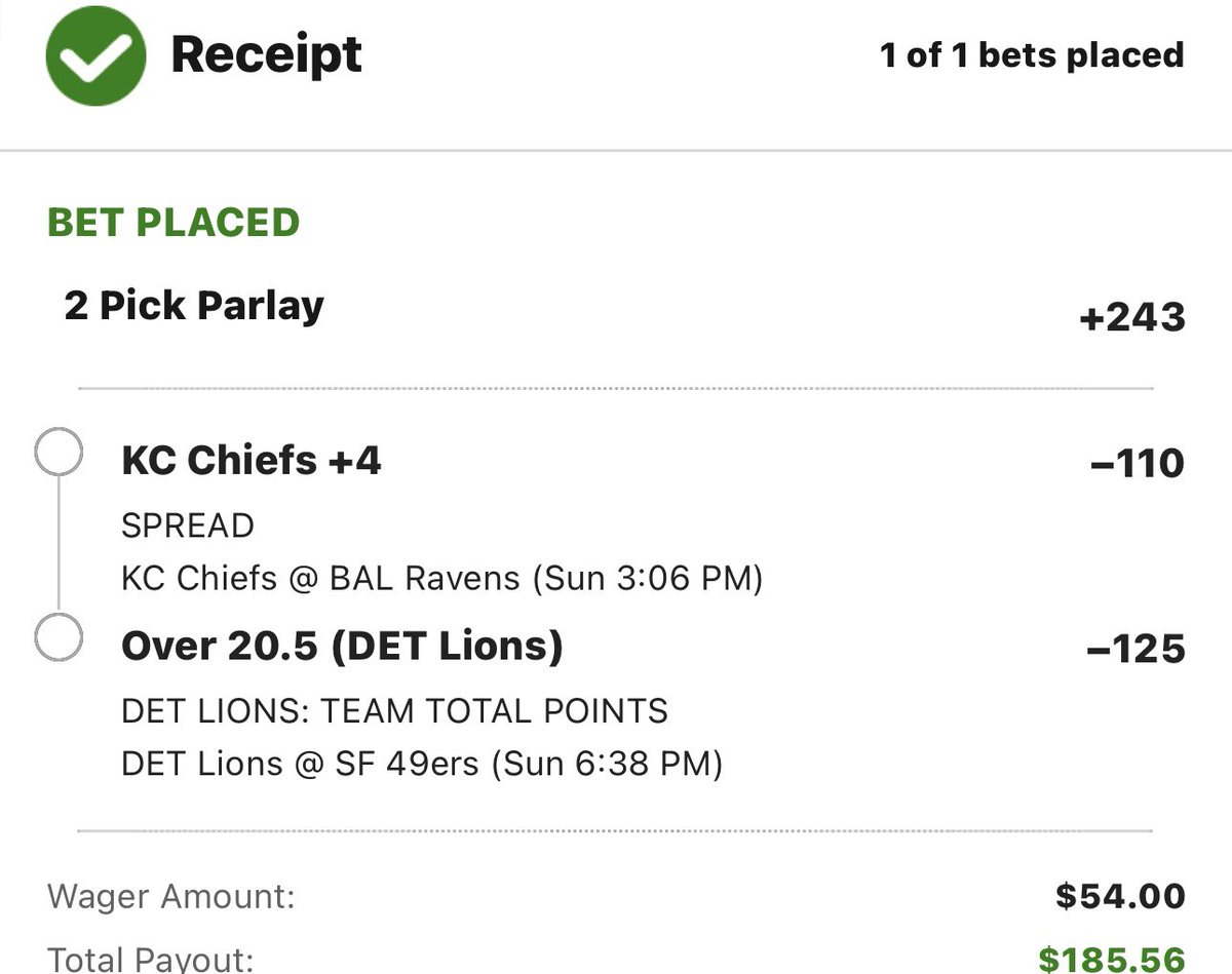 Early Sunday play wanted to get 4 on chiefs #championshipweekend