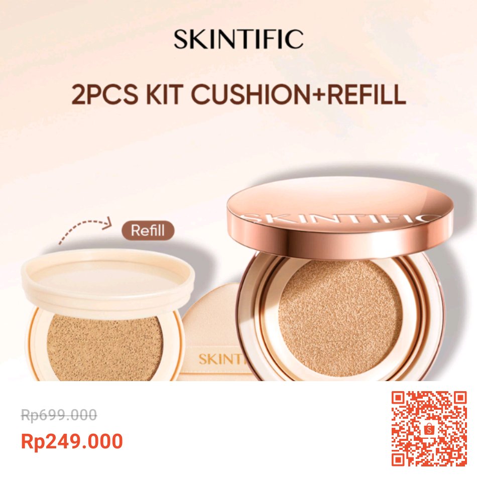 PangananS's tweet photo. Temukan dan dapatkan 2pcs SKINTIFIC Cover All Perfect Air Cushion + Refil Kit - Cushion + 1pc Refill High Coverage Poreless&amp;Flawless Foundation 24H Long-lasting SPF35 PA++++ hanya Rp249.000 di Shopee sekarang juga! https://t.co/vpkPnnqGYY #ShopeeID https://t.co/l1qzqS7uAY