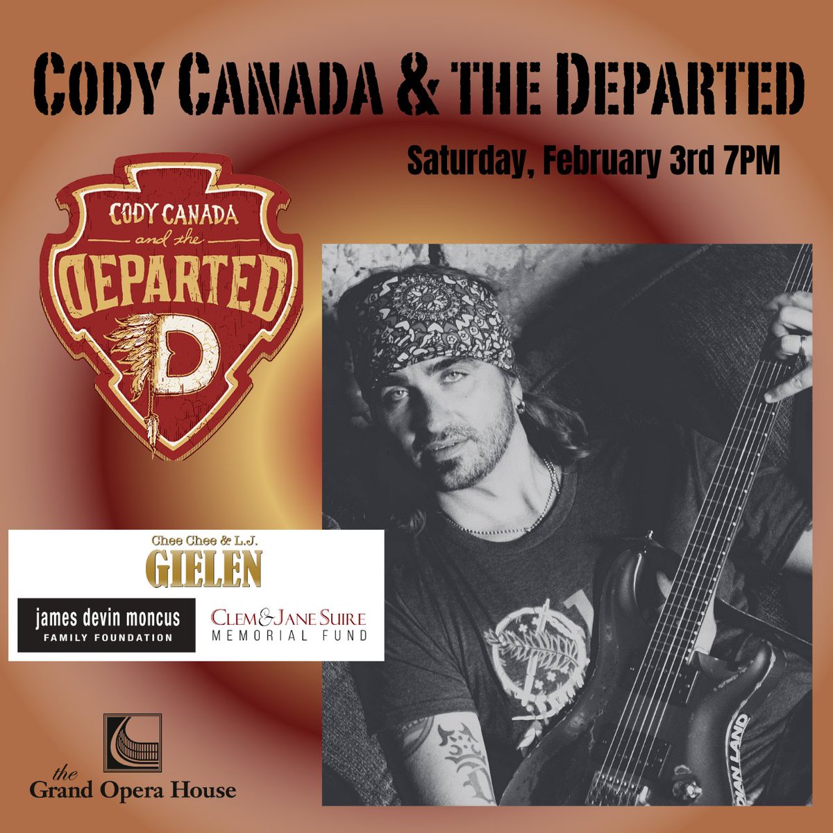 CrowleyOpera's tweet photo. Cody Canada and the Departed next Saturday @gohcrowley.  Tickets:  $20-$35 https://t.co/IRRRoifwh0 https://t.co/tahbeb8axa