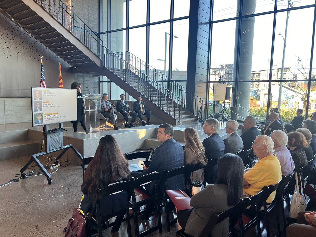Dr. Sherine Gabriel of #ASUHealth is leading a discussion on the new learning health enterprise for <a href="/ASU/">Arizona State University</a> which includes its new medical school, public health technology school and Health Observatory.