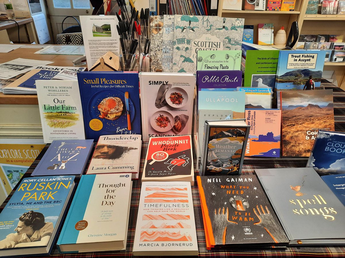 UllapoolB's tweet photo. I've been moving books this afternoon and re-doing our #displaytables here at @UllapoolB , so here's a glimpse of our new #BooksWorthReading at #ullapoolbookshop #ChooseBookshops #bestsellers #newbooks @Gardners @BookSource1 https://t.co/m14C7tYhCY